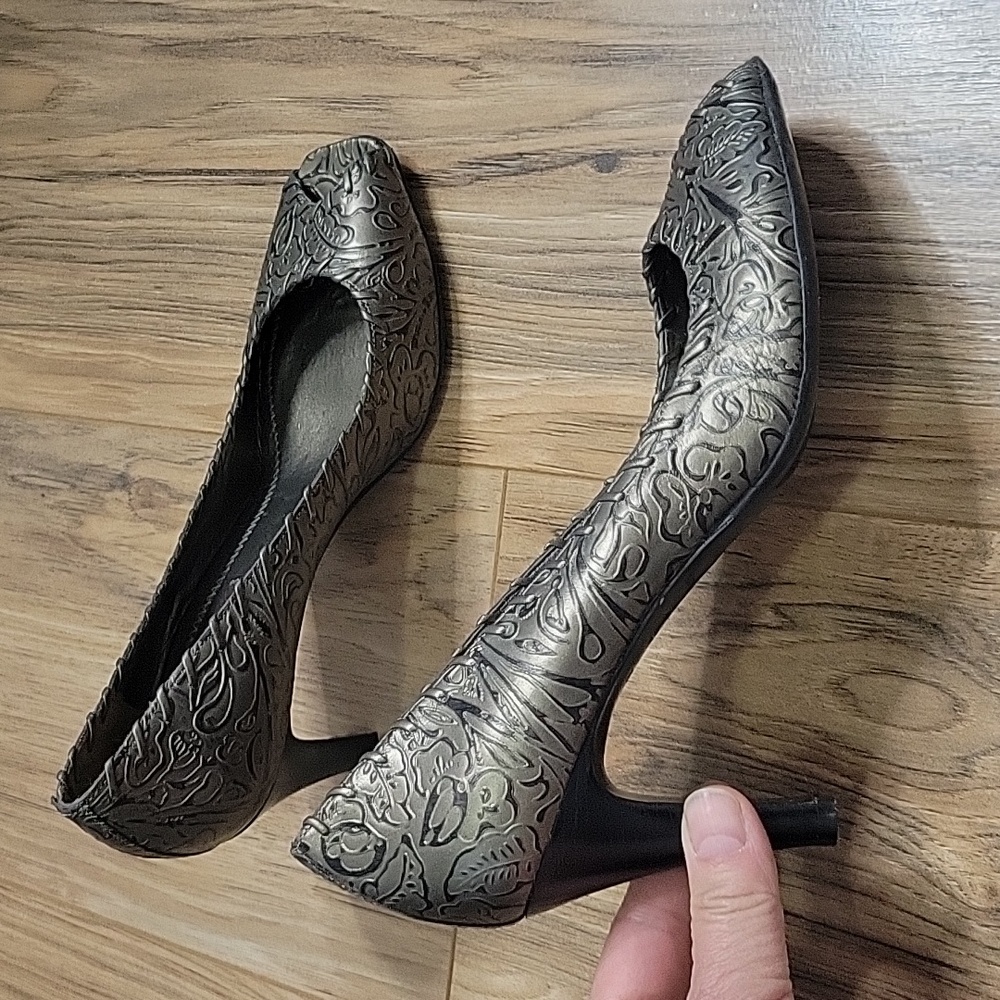 Antonio Melani Peep Toe Embossed Heels
